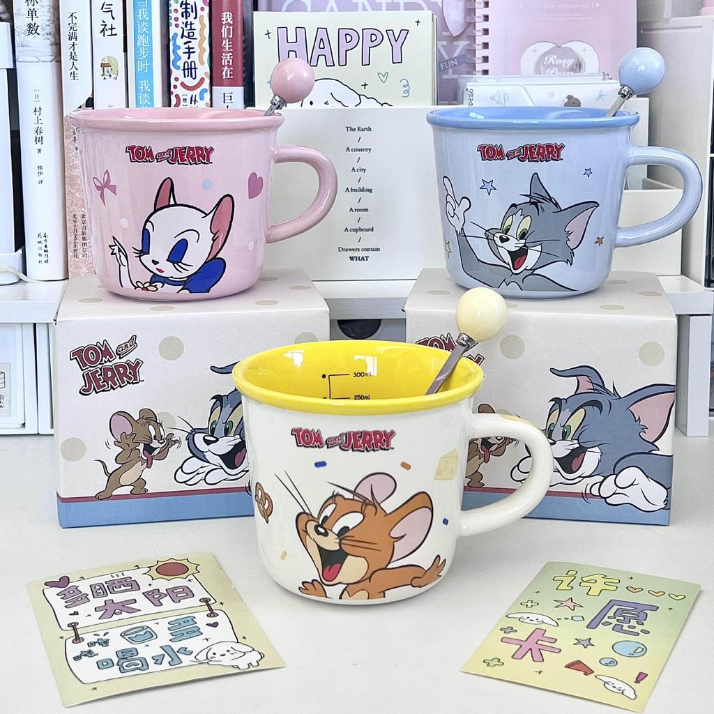 Cat and Mouse Cute Ceramic Mug Couple Coffee Milk Cup Children with Graduated Drinking Cup Birthday Gift