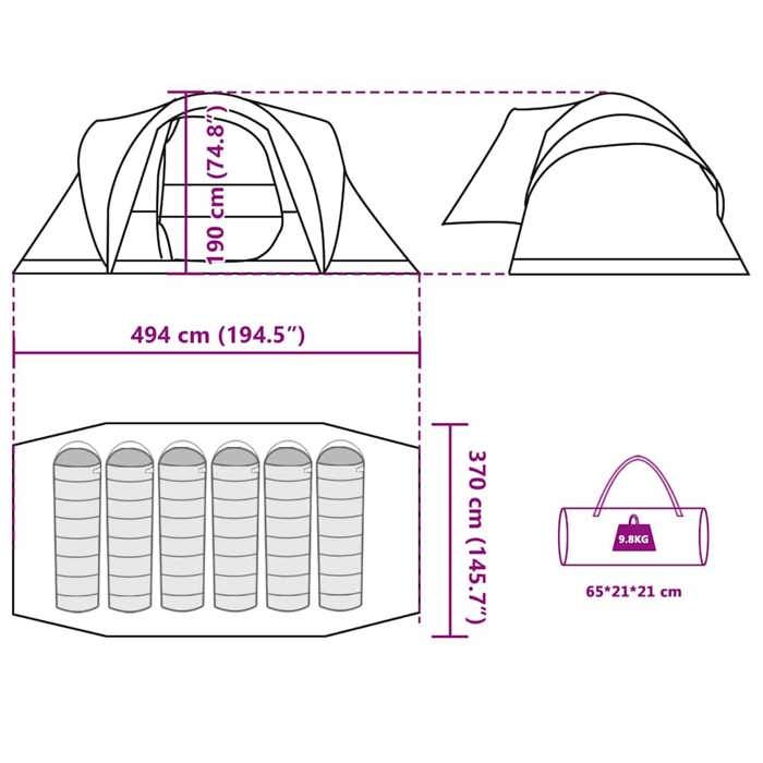 VidaXL Tente familiale à dôme 6 personnes marron imperméable 4009471