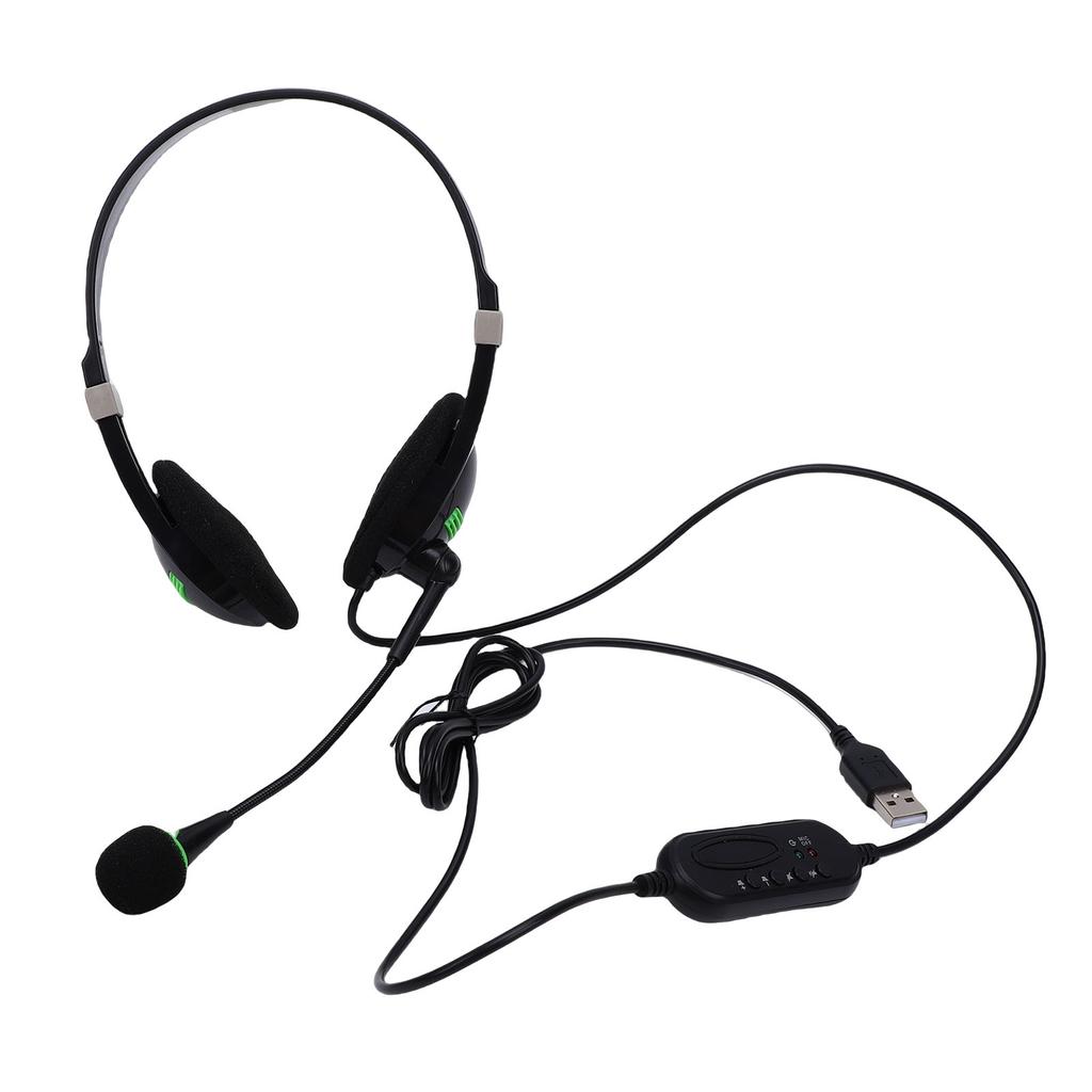 USB Headset with Microphone Noise Canceling In Line Control HD Stereo Wired Phone Headset for PC Computer Laptop Call