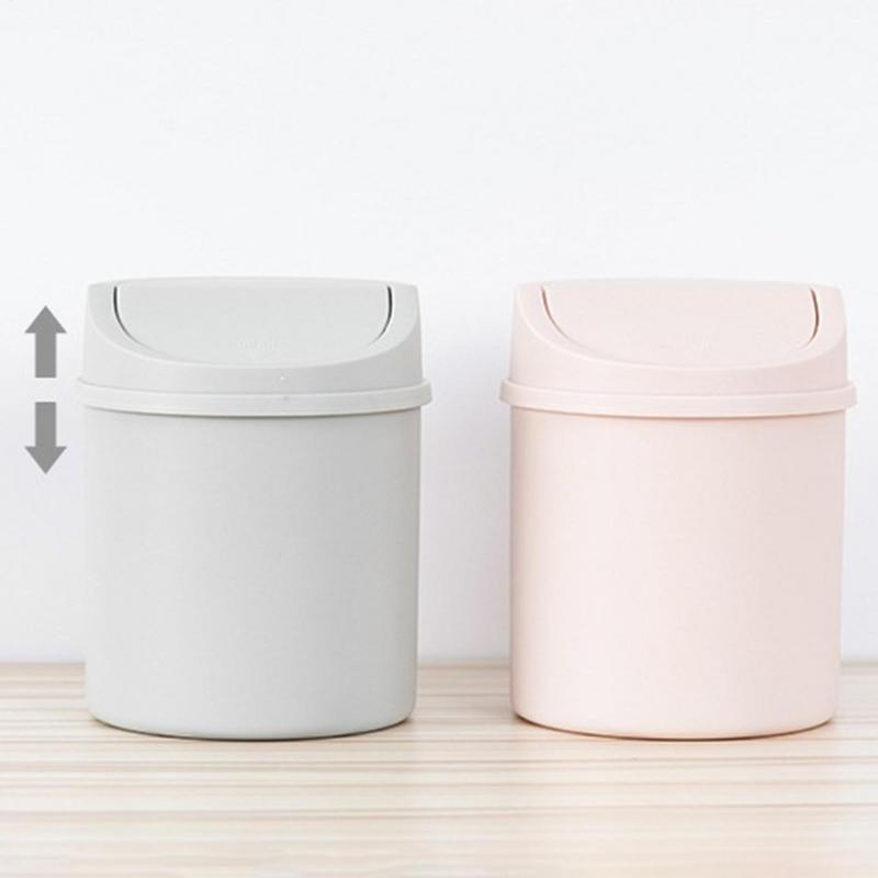 Mini Waste Bin With Lid Desktop Office Organizer Storage Home Garbage Basket Container Table Trash Cleaner Small Trash CanHolder