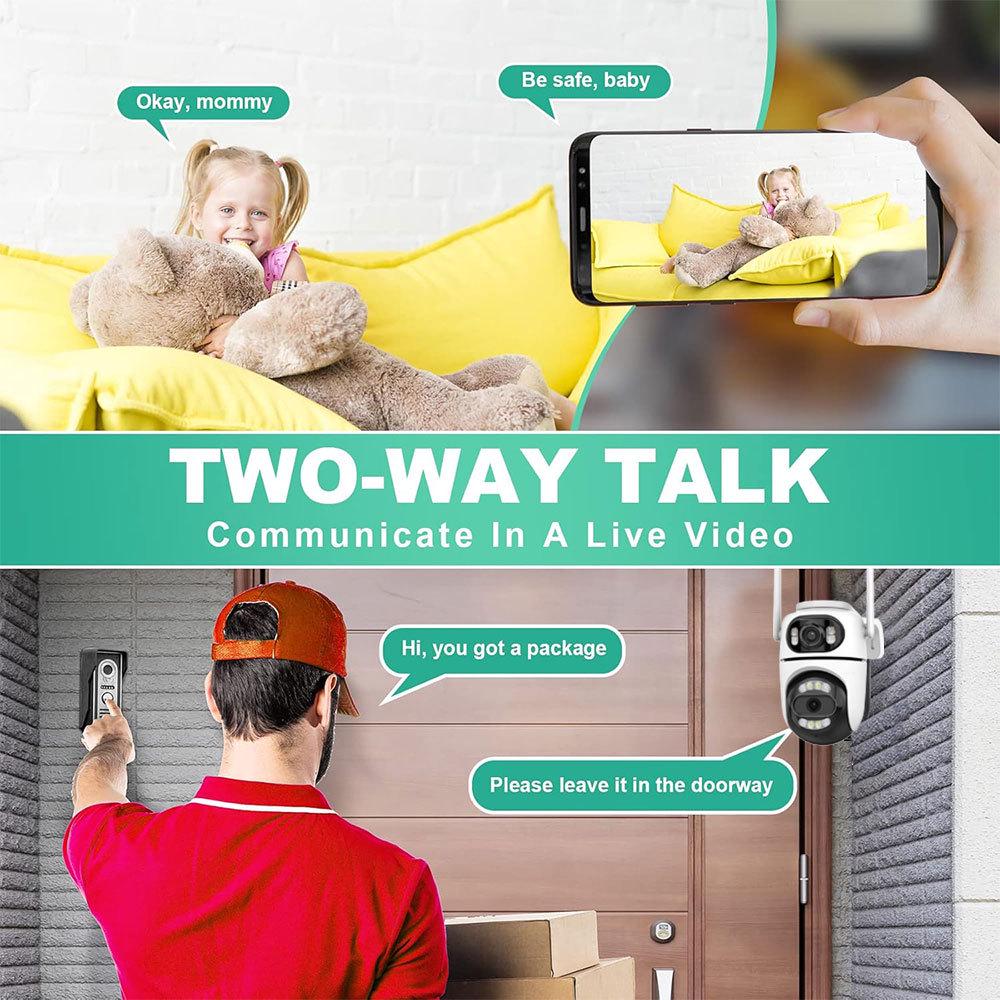ICSee Dual-Lens 8MP HD Wireless Camera: 360° TPZ, Full Color, Waterproof for Indoor/Outdoor Use