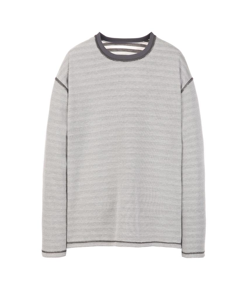 IL CORSO Bold Reversible Striped Long Sleeve T-Shirt Gray