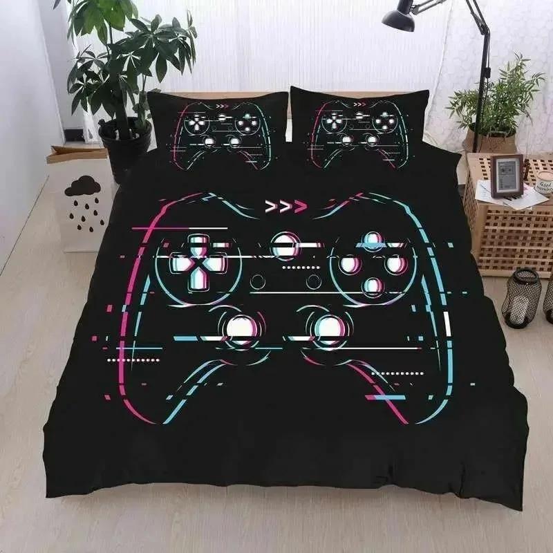 Gaming Bedding Set Gamer Room Decor Gamer Comforter Cover for Boys Kids Teen Video Games Twin Size Gamepad Polyester Quilt Cover