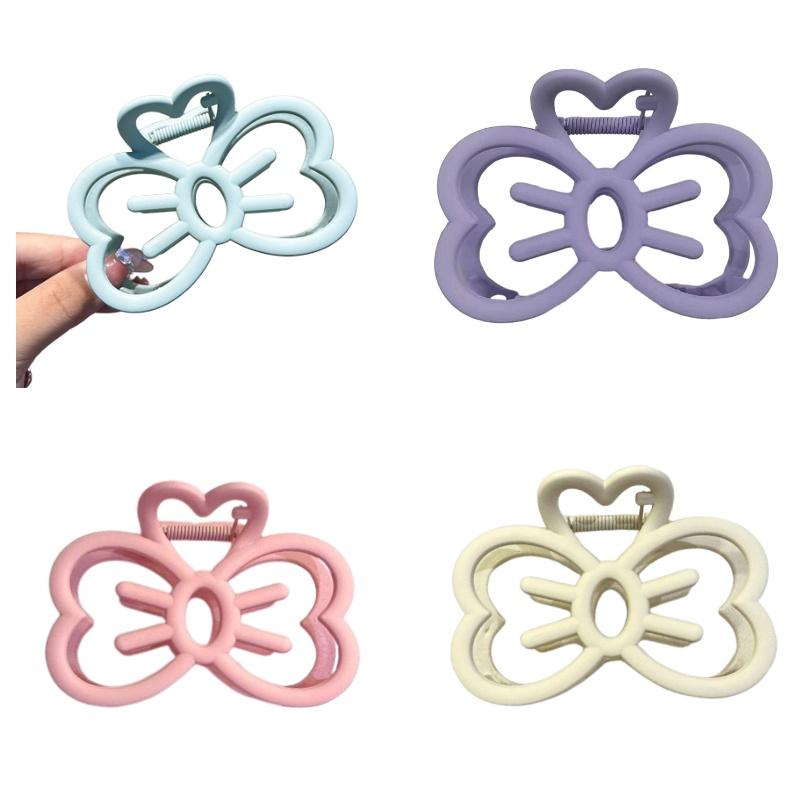 Charming Resin Hair Accessory Lovely Pink Bow Knot Clip For Teens