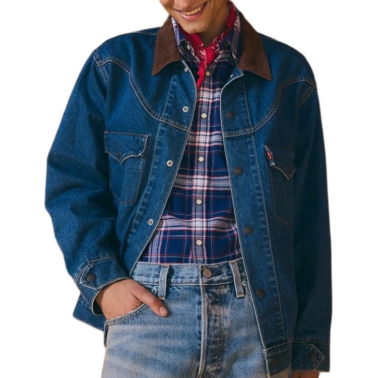 Levis Casual Comfortable Simple Color Block Collar Single-Breasted Long Sleeve Denim Jacket Men Jackets 002WN-0000