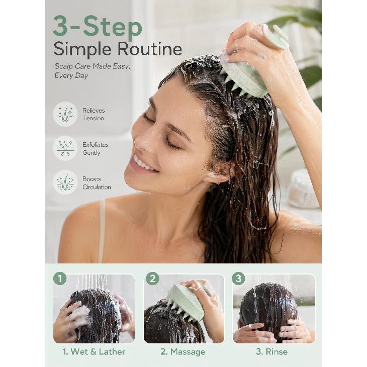 Soft Silicone Scalp Massager Shampoo Brush Wheat Straw Handle Hair Washing Comb Anti Dandruff Head Massage Brush For Home Travel