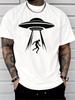 2026 New Unisex Royal Blue Crew Neck Tee White UFO Alien Abduction Silhouette Flying Saucer Space Sci Fi Graphic Casual Cotton Tops