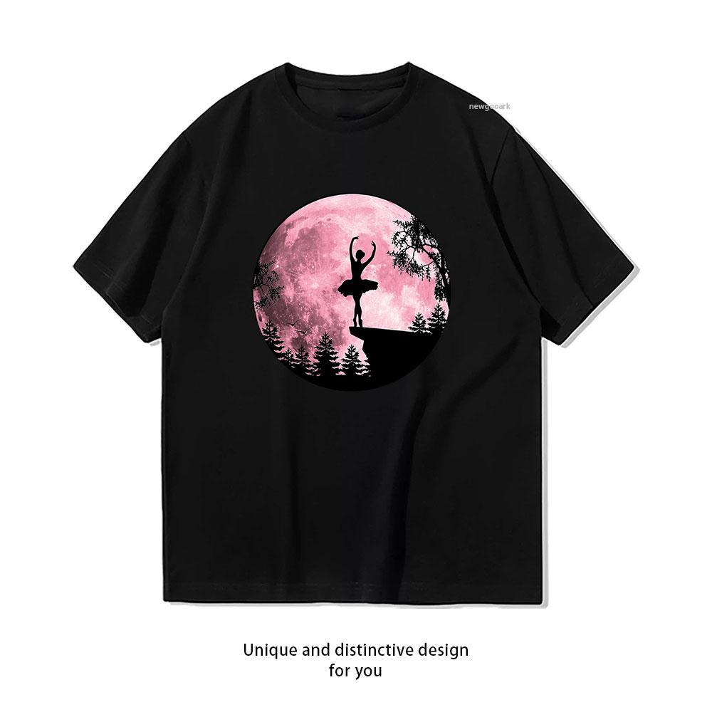 Ballerina in the pink fullmoon moonlight dancing ballet TShirt Women Unisex Casual cotton graphic t shirts Creative Shortsleev S
