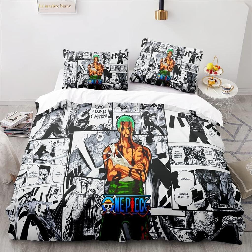 Anime ONE PIECES Bedding Set Ruffy Duvet Cover 3D Printing Quilt Cover Pillowcase Kids Boys Teenagers Bedroom Decoration