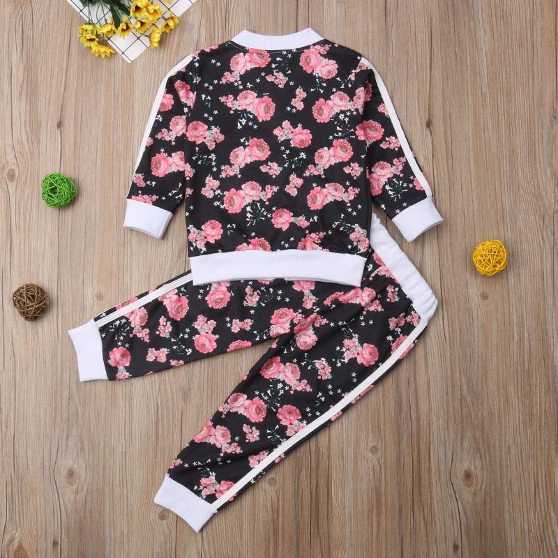 Fashion Warm Autumn and Winter Sweater Suit Newborn Baby Toddler Girl Sportswear Floral Sweatshirt Suit Flying  Suit Jacket