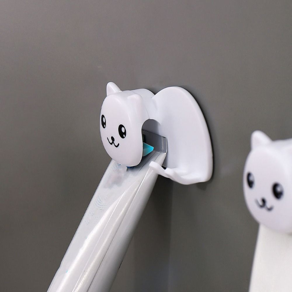 Plastic Cat Shaped Toothbrush Holder Non Perforated Facial Cleanser Storage Clip  Bathroom