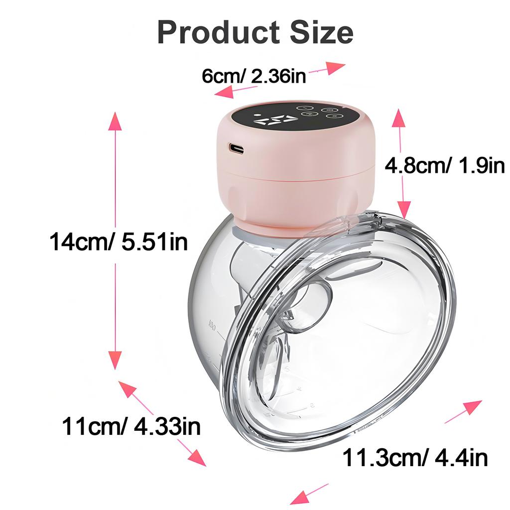 1pcs Wearable Electric Breast Pump Hands-Free,Anti-Reflux Painless Breast-Feeding Low-noise LED Display USB Rechargeable