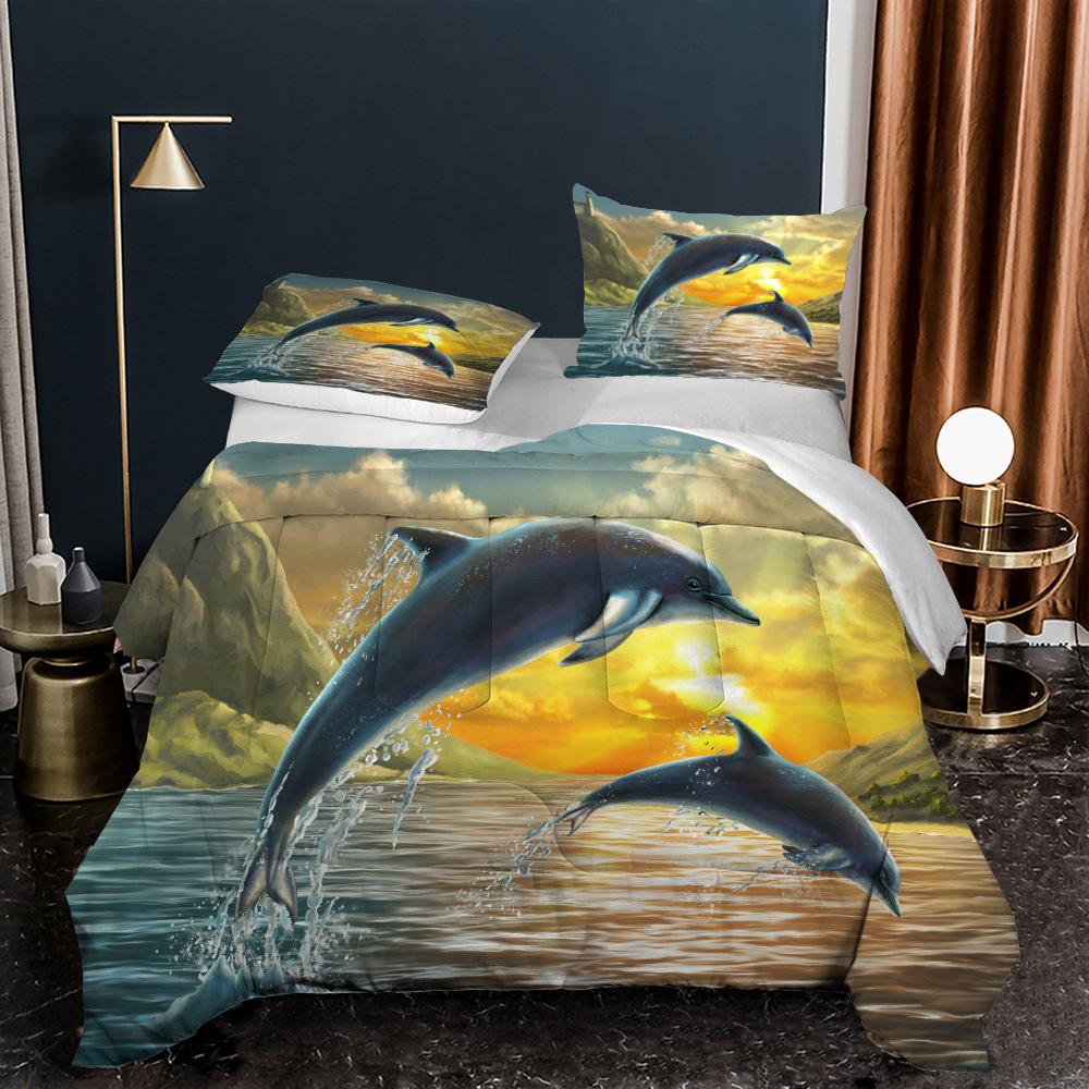 

Комплект пододеяльника для полуторного одеяла с морскими животными для детей, мальчиков, подростков, Постельное белье с принтом дельфинов, Роскошное украшение спальни 90x200cm 2pcs&Duvet Cover