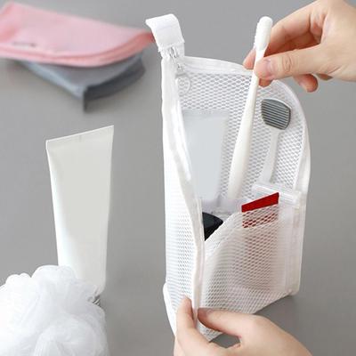 Toothbrush Pouch Stand Up Storage Pouch Waterproof Travel Toiletry Bag with Toothbrush Holder for Women Pen Bathroom Hotel