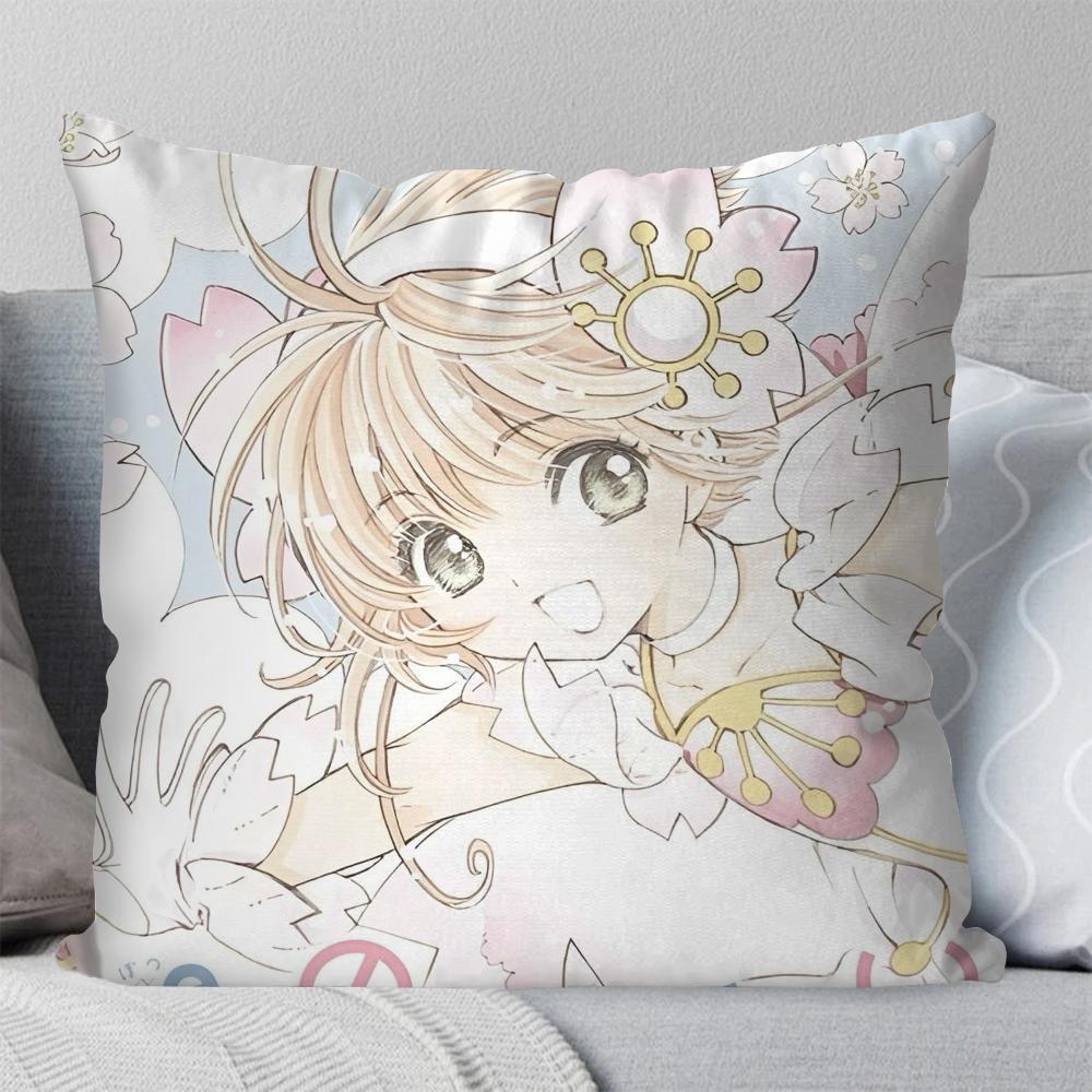 1pc C-Cardcaptor S-Sakura Magical Girl Manga Pillow Case Square Pillow Bedroom Sofa LeisureCar Living Room Home Decoration 40X40