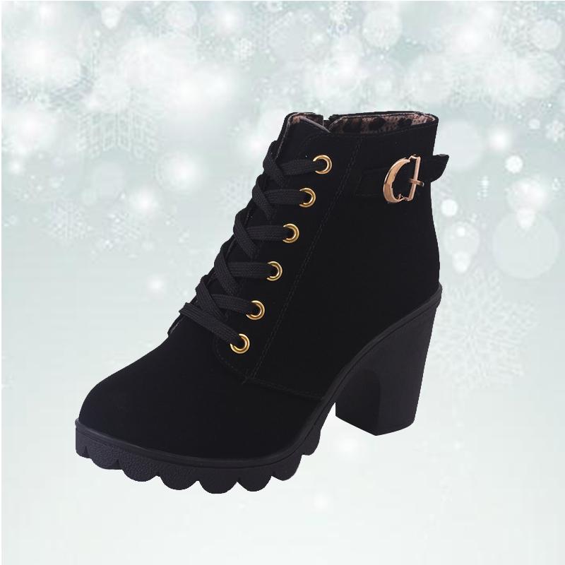 Buy Plus Size Ankle Boots Women Platform High Heels Buckle Shoes