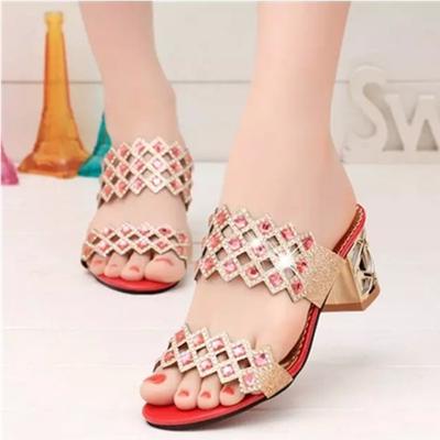 Women's Party High Heels Slip-on Women's Sandals Summer Shoes Women's Tongue Sandals Slippers