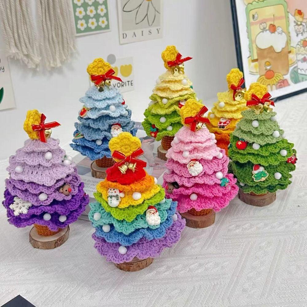 

Рождественская елка ручной работы в горшке готовая искусственная вязаная настольная елка украшение для дома style B