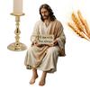 Unique Resin Material Jesus Resin Figurine Sitting Pose I Am with You Always Sign Jesus Christ Statue Desk Companion Home Decor