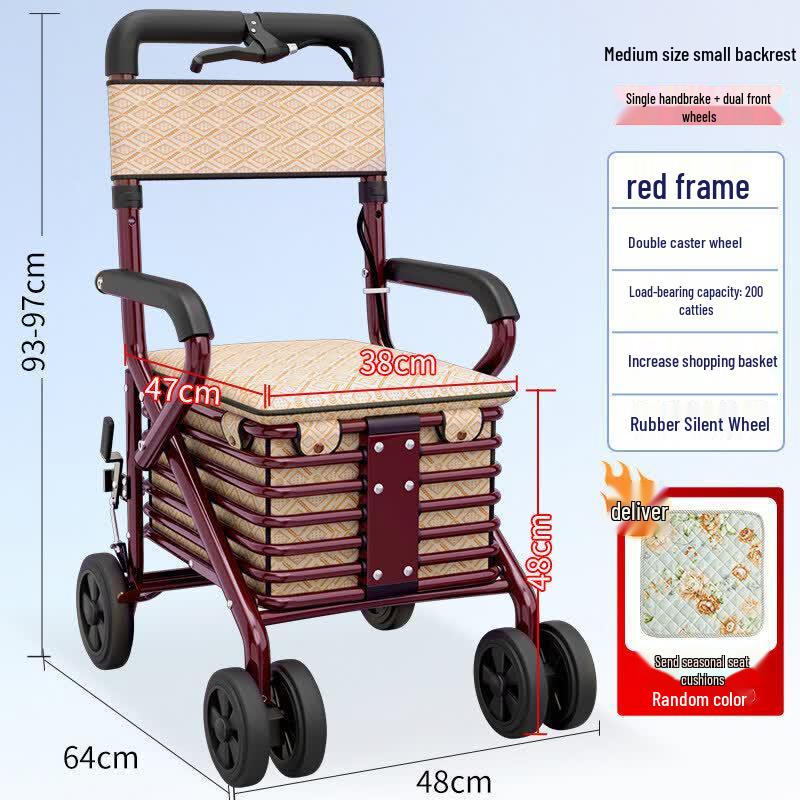 Foldable Mobility Walker with Seat and Brake