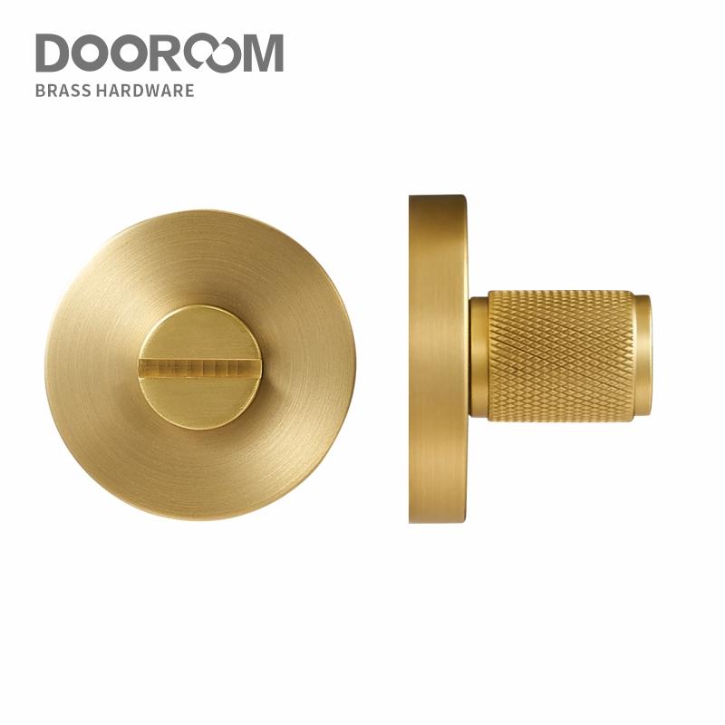 DOOROOM Brass Door Lock Key Escutcheon Plates Knurled Striped Thumbturn for Inside Door Room Bathroom Thumb Turn