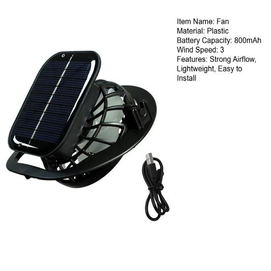 Solar Fan with Strong Airflow Low Three-Speed Adjustment Noise Rechargeable Fishing Hat Clip-on