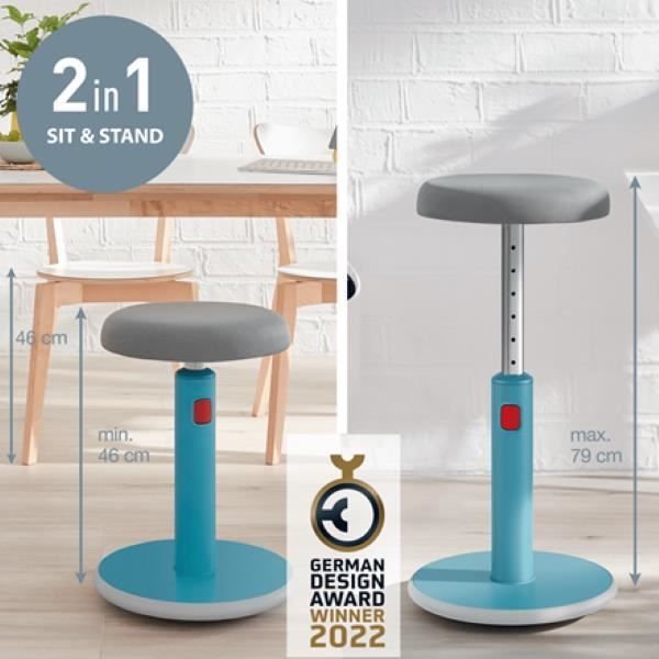 Tabouret ergonomique assis-debout 2 en 1 - Bleu - Leitz Ergo