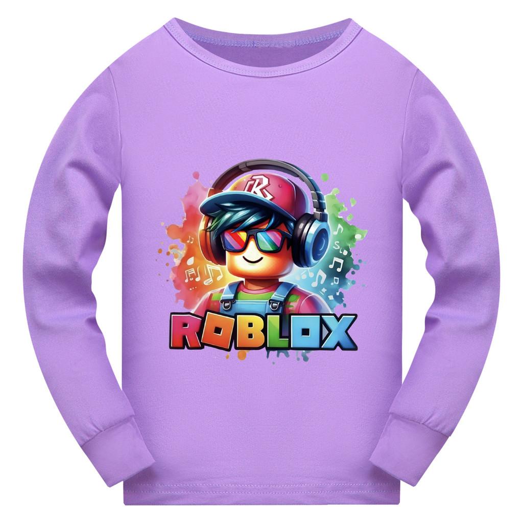 5528 Детская футболка с принтом Roblox для мальчиков и девочек, с длинным рукавом 110cm фиолетовый
