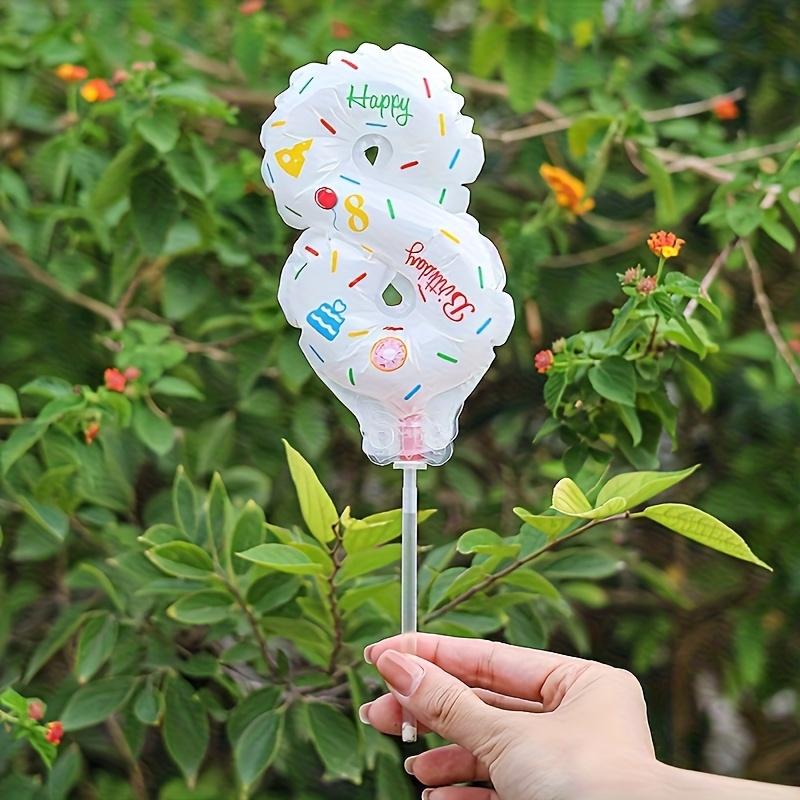1pc Cake-Decorated Digital Balloon, for Bathing, Cake Decoration, Birthday Festival Number Flag, Handheld Aluminum Film Balloon Group Number Birthday