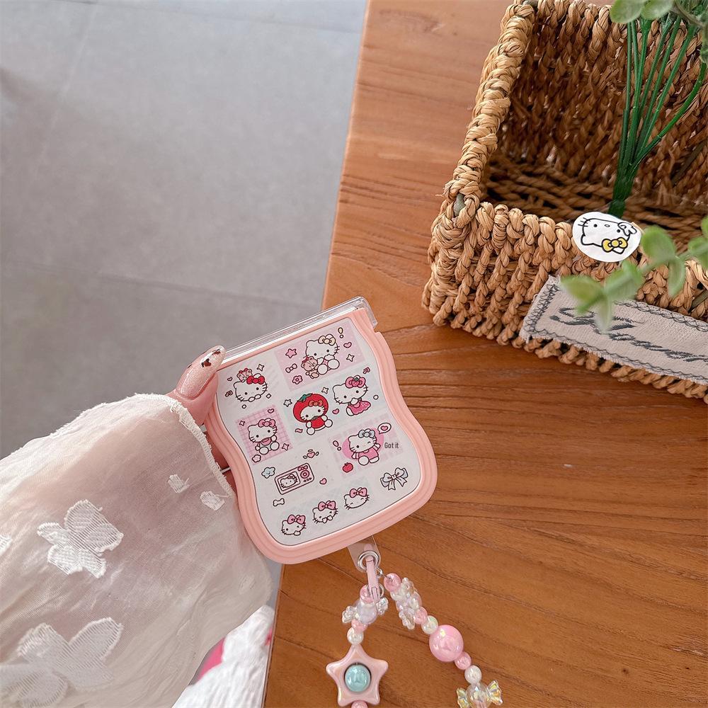 Hello Kitty Samsung Galaxy Z Flip Series Folding Soft PC Phone Case with Lanyard