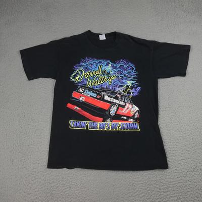 Chemise Vintage Darrell Waltrip Homme Taille L Noir Cal Cru Graphique de Course NASCAR Années 90