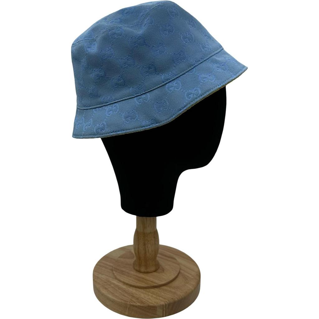 Used GUCCI GG Canvas Reversible Bucket Hat 790152 Blue Cotton Women's Other Fashion Accessories