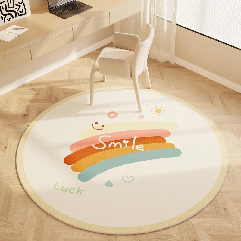Cute Cartoon Style Rugs for Bedroom Round Hopscotch Children's Mat Soft Non-slip Nursery Carpet Washable Children Crawling Rug