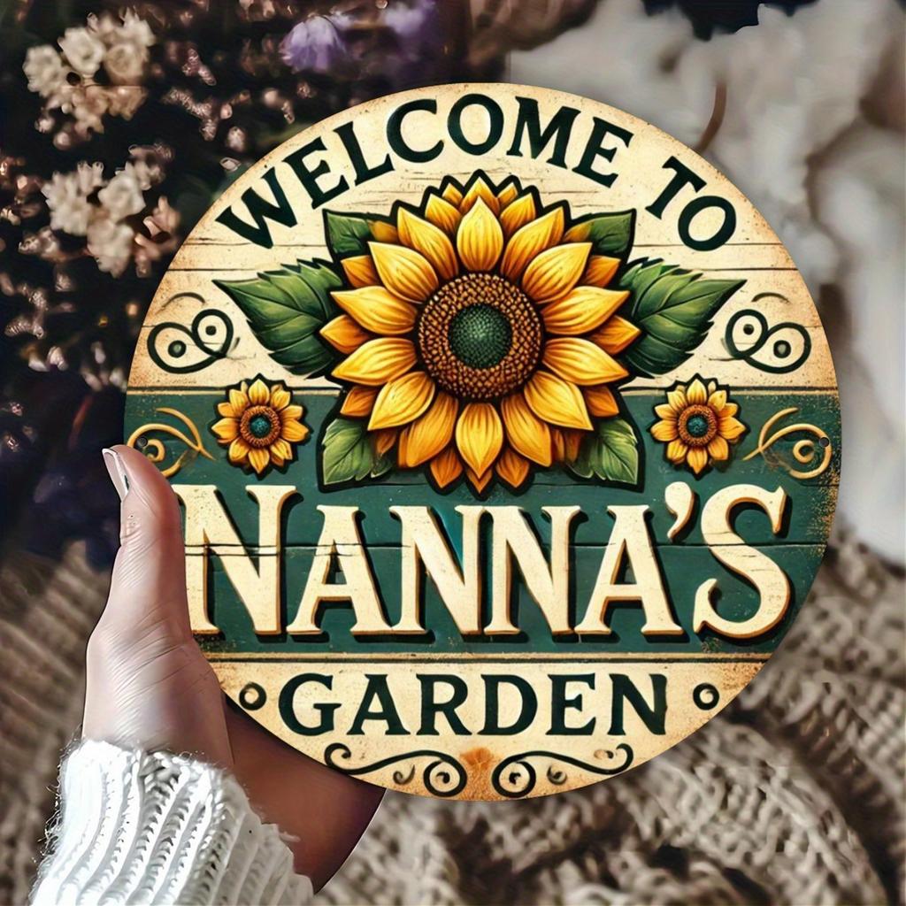 Vintage Nannas Garten Runder Aluminium Kranz Schild