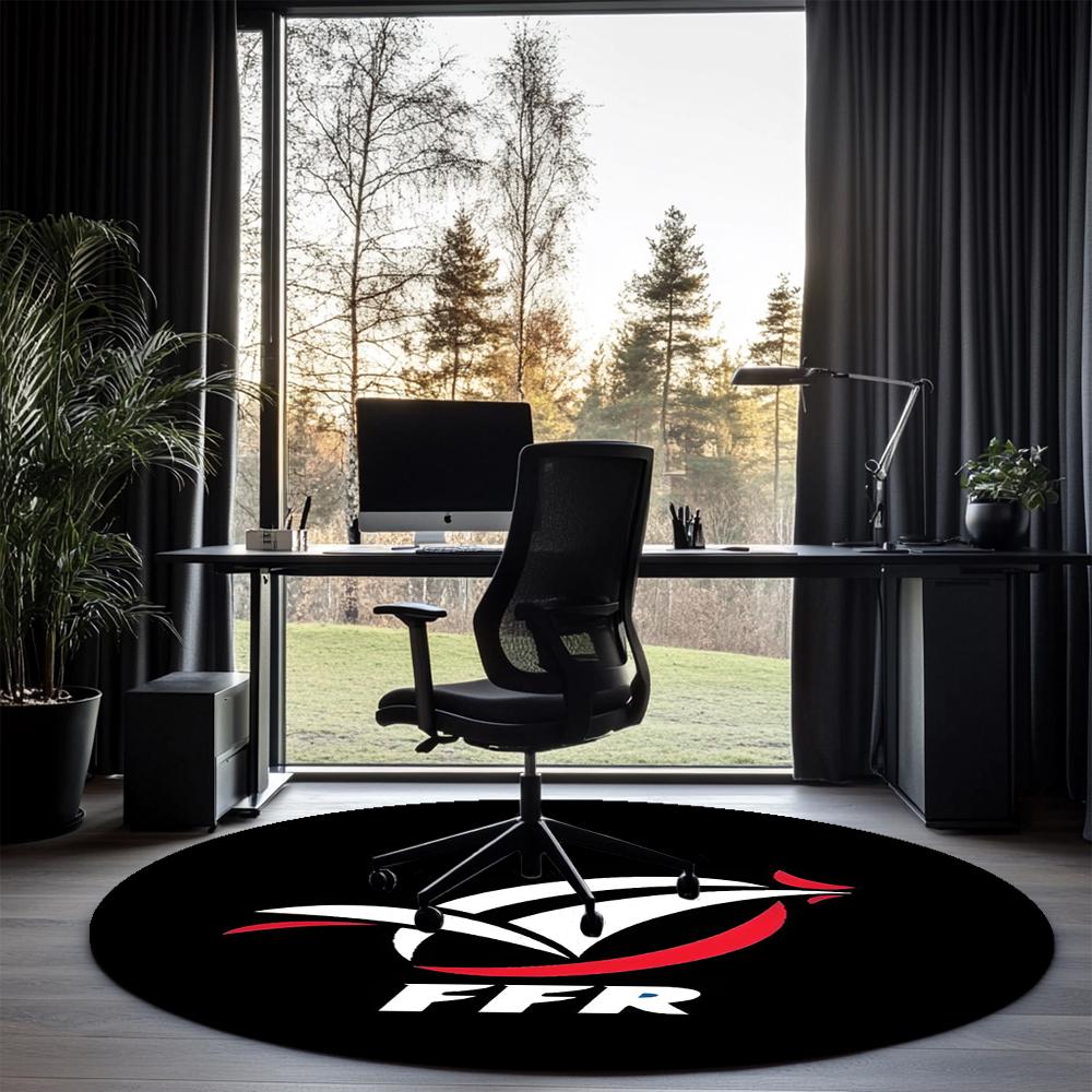 France Rugby Printed Round Rug Carpet Chair Rug Area Rug Entryway Doormats,for Office Chair Living Room Bedroom Kitchen Room.