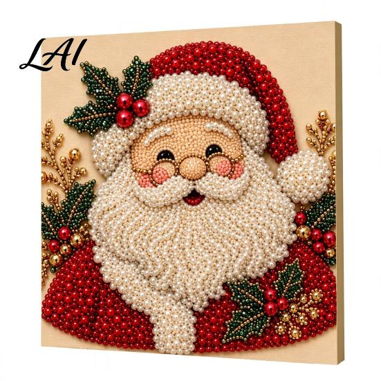 Progetti Artistici per Alleviare lo Stress Kit Perle Finte di Natale Pittura Capanna Innevata di Babbo Natale Kit Artigianale 3D Scintillante con Perline Fai da Te per Adulti Parete per le Festività Invernali di Casa