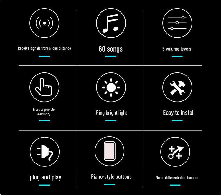 Wireless Self-Powered Doorbell, Waterproof, Long-Range, Electronic Remote Bell, Ideal for Home & Elderly Use.