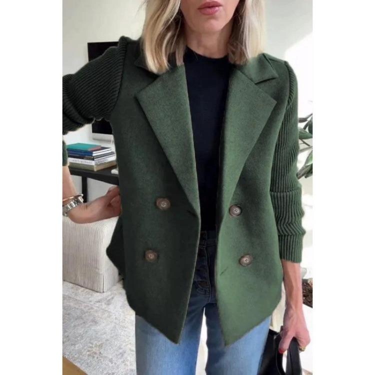 Elegante Cappotto Patchwork in Lana da Donna Moda Primavera Nuovo
