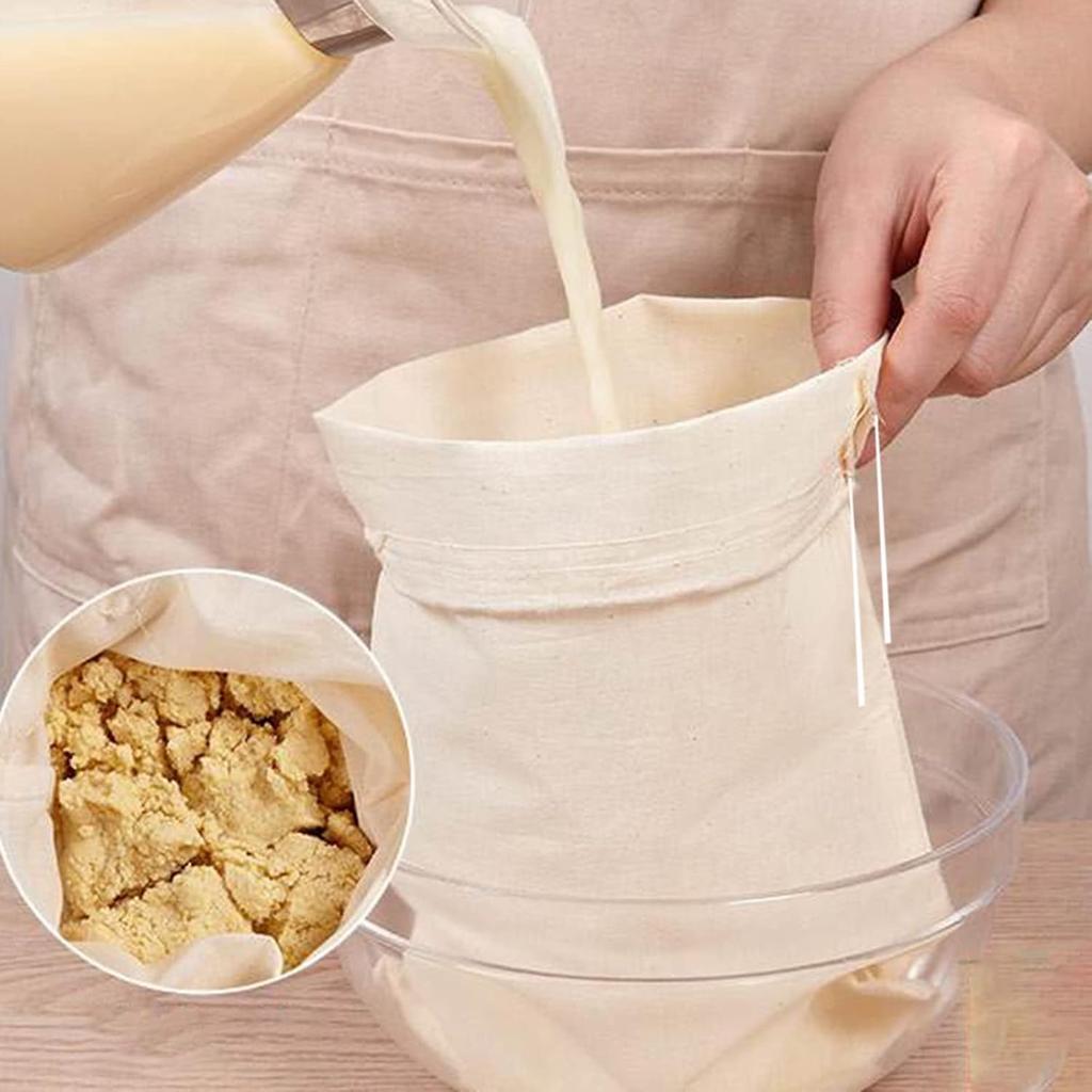 10/1 Stück Kordelzug Nussmilchbeutel Baumwoll-Käsetuch zum Abseihen von Joghurt, Saft, Teefilterbeutel, Wiederverwendbares Filtergewebe, Käsetuch