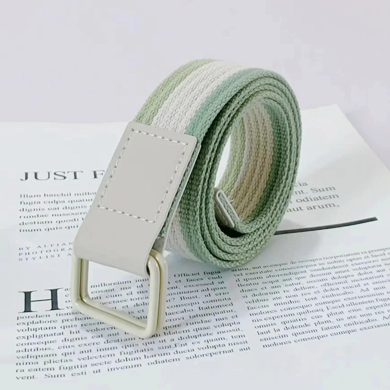 

Холщовые ремни в красочную полоску для женщин, прочный холщовый повседневный ремень без отверстий, 110 см, женские джинсовые ремни