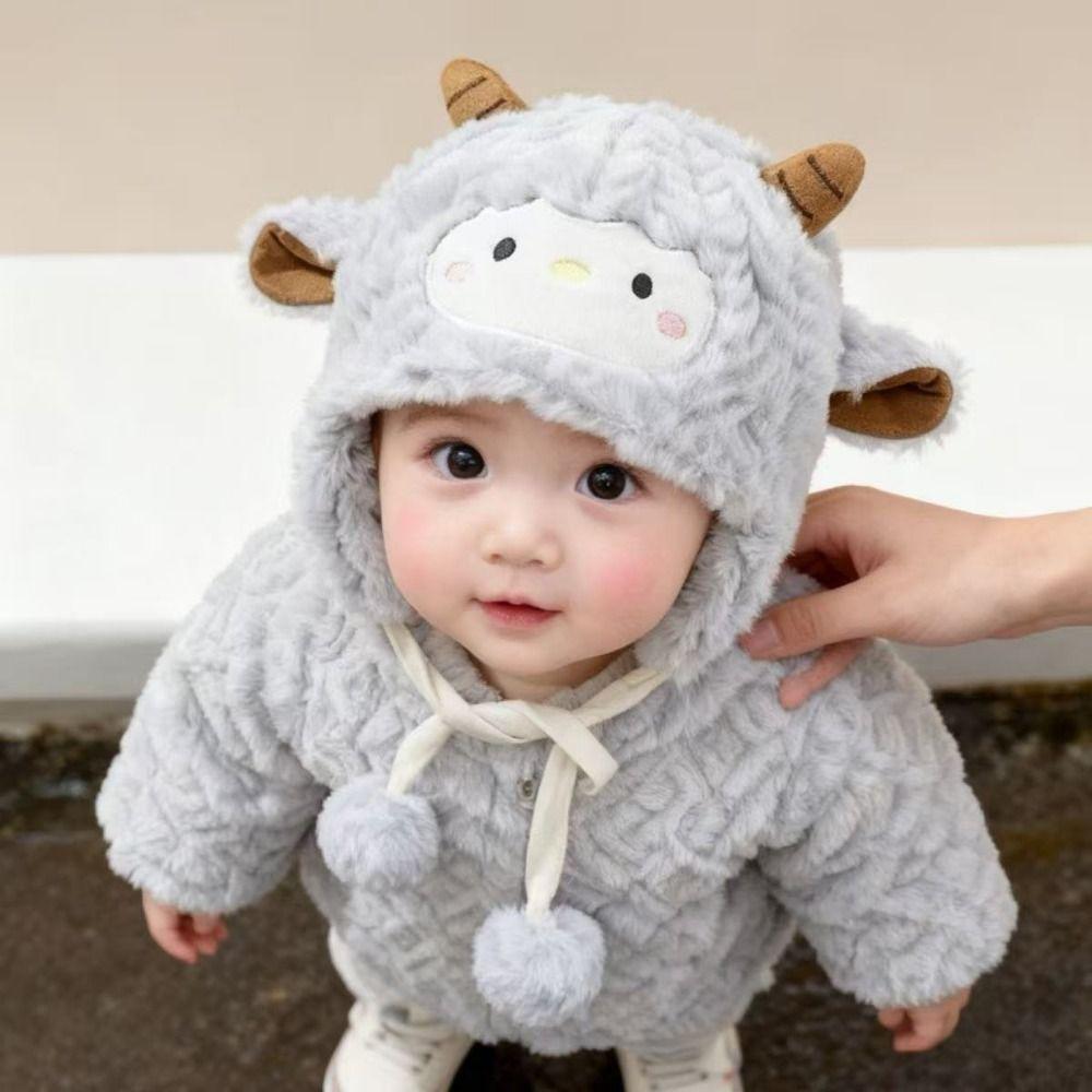 Thickened Cute Sheep Hat Soft Baby Warm Caps Funny Cartoon Beanie Caps Cold Weather Wear