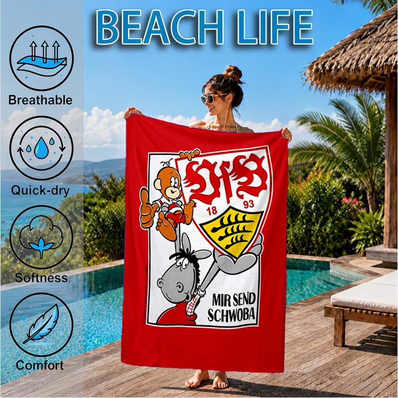 VfB Stuttgart Celebration Beach Towel, Quick-drying, Easy To Care For, Suitable for Both Fitness and Beach Vacations,Sports Essential