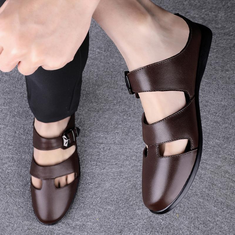 Fashion Summer Men's Leather Shoes Comfortable and Breathable Quality Style Black Brown Outdoor Fashion Street Daily Adult Shoes