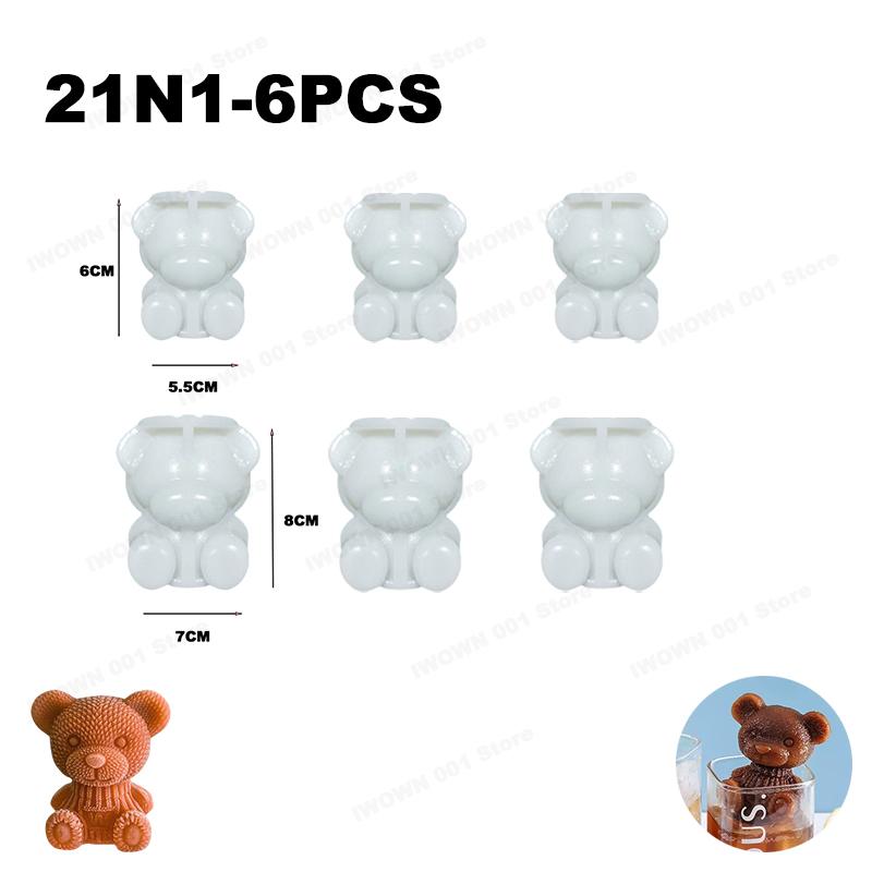 Cute 3D Bear Shape Silicone Ice Cube Mold Ice Grinder Ice Cream Making Molds Cold Drink Coffee DIY Tools for Home Use