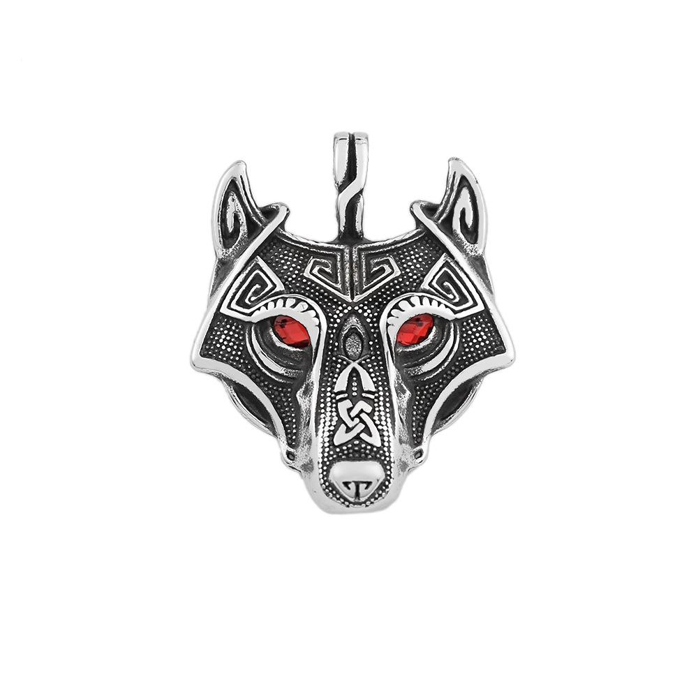 Stainless Steel Celtic Viking Wolf Head Necklace Pendant