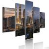 5 Pieces Modular Picture Bustling Cityscape Poster HD Printed Wall Art Modern Metropolis Skyscrapers Canvas Painting Home Decor