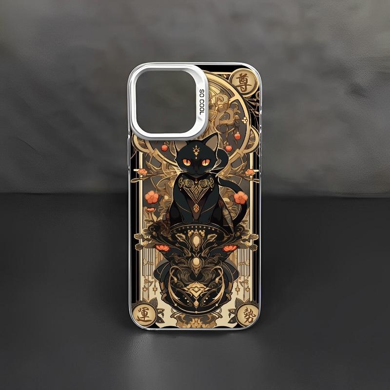 Lucky Cat Mobile Phone Case Is Suitable for Apple 16 Guochao Iphone16promax Gilt 16 Rich 15 Niche Cats
