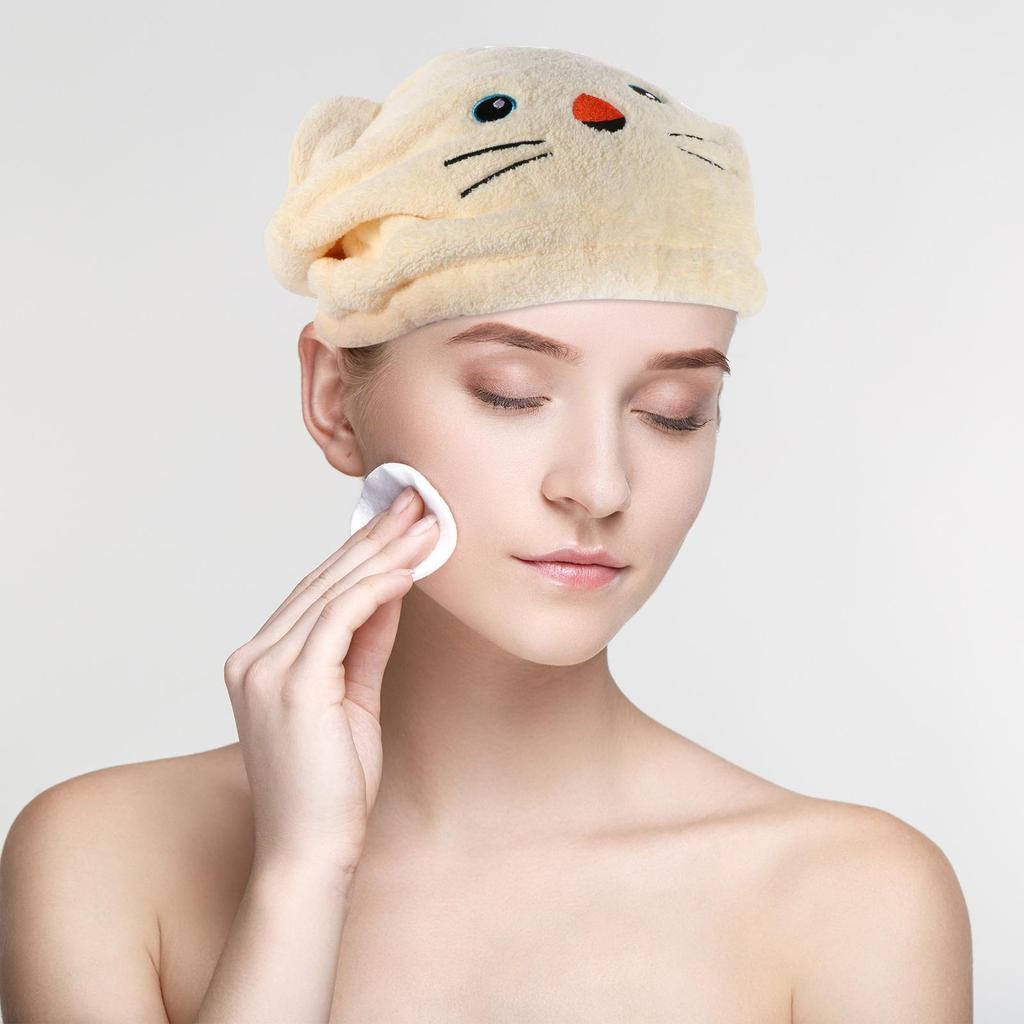 2 Pcs Coral Fleece Hair Dry Towel Cap Microfiber Bath Wrap Pink Beige Kids Child Shower Absorbent Towel Set Soft