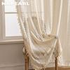 1PC NAPEARL Bohemian Style Jacquard Curtains Tassel Edge Rod Pocket Type Sheer Curtain for Living Room Bedroom Balcony Window Home Decor