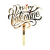 5PCS Acrylic Cake Topper Happy Valentine's Day Cupcake Topper for Wedding Party Cake Decorations Love Heart Dessert Decoration